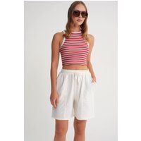 Hochtaillierte Baumwoll-Sweatshorts mit Kordelzug