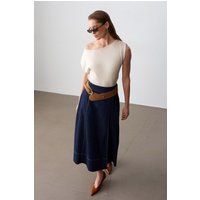 Taillierter A-Linien-Jeans-Maxirock
