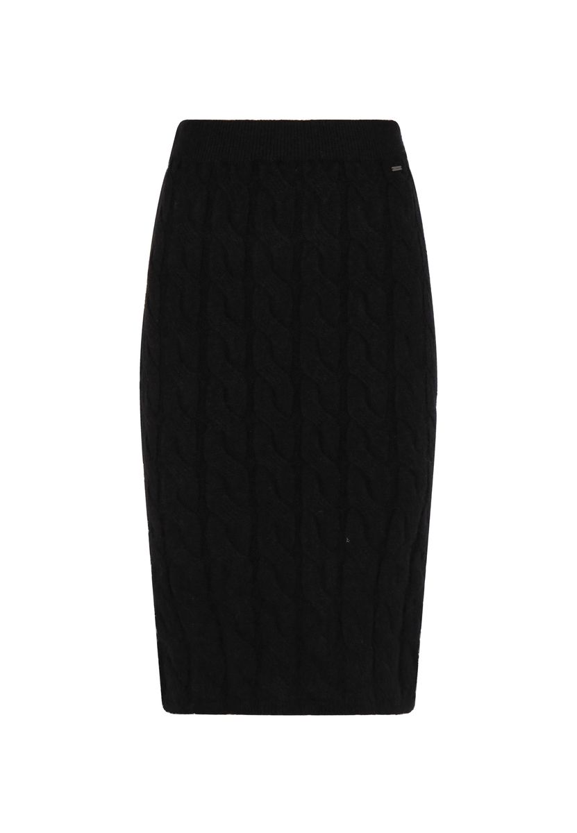 High-Waist-Bleistiftrock mit Zopfmuster
