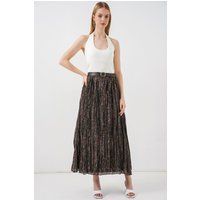Eleganter Paisley Plissee-Midirock