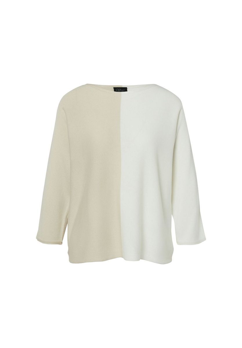 Zweifarbiger Strickpullover mit Relaxed Fit