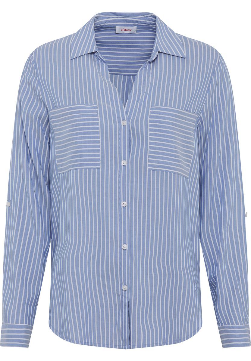 Gestreiftes Langarm-Hemd mit Knopfleiste