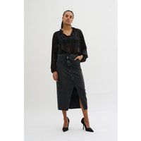 Denim-Maxirock mit asymmetrischem Bund