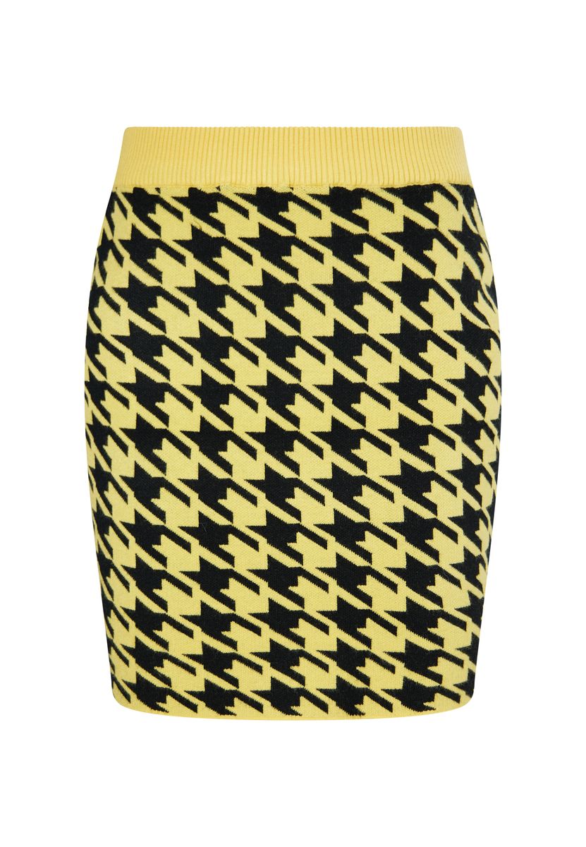 Eleganter Hahnentritt-Strickrock in Mini-Länge
