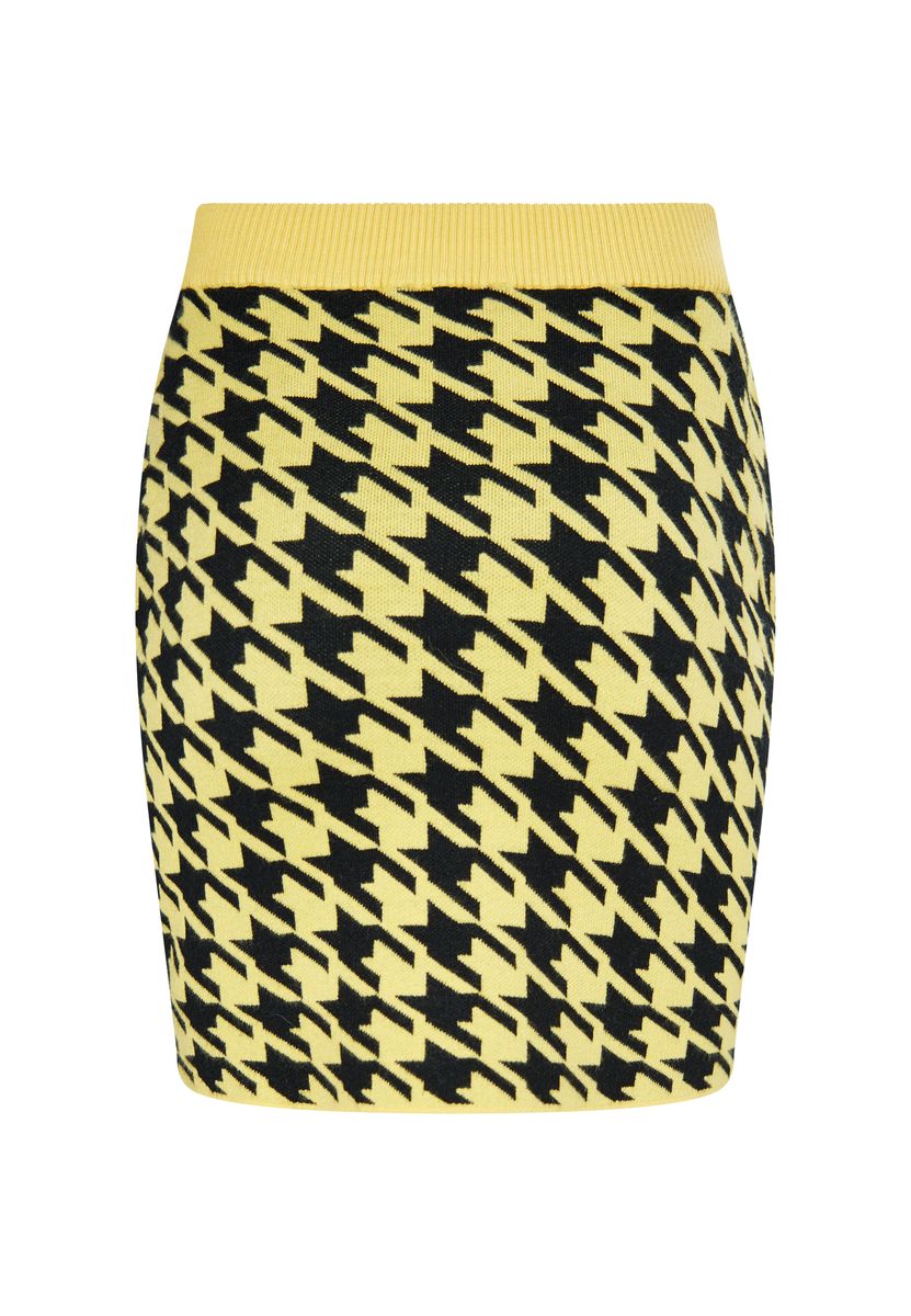 Eleganter Hahnentritt-Strickrock in Mini-Länge