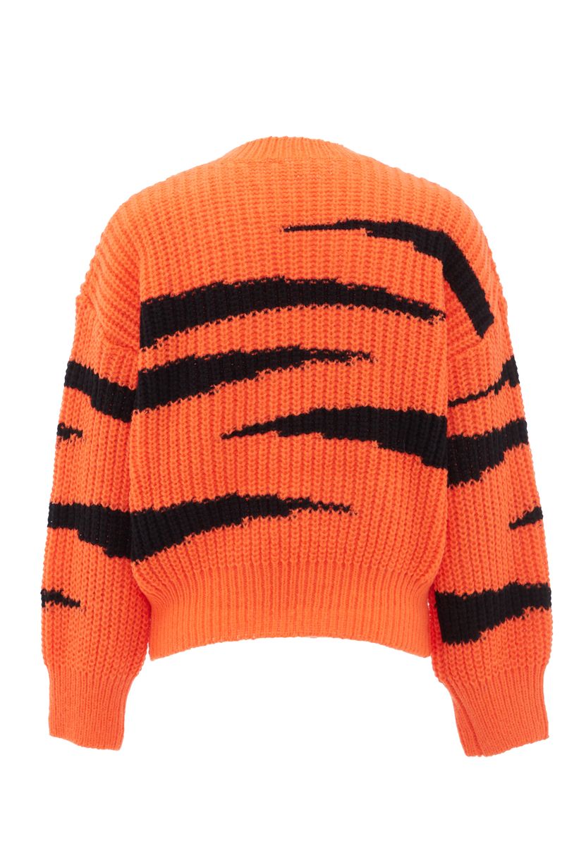 Grobstrickpullover mit Tigerstreifen-Muster