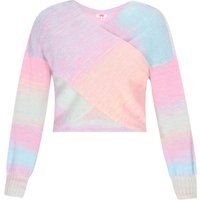 Kurzer Wickelpullover mit Ombré-Muster