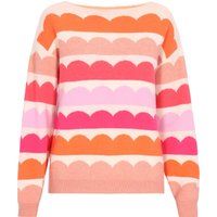 Gestreifter Pullover mit Wellensaum-Muster