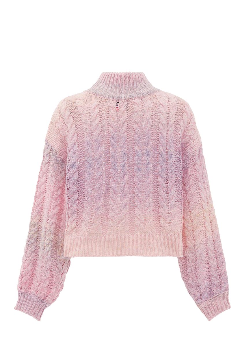 Ombre-Rollkragenpullover mit Zopfstrick