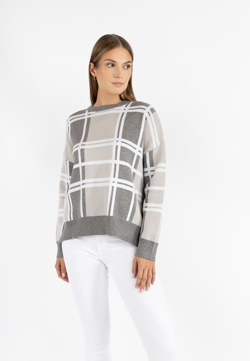 Kuscheliger Strickpullover mit Karomuster