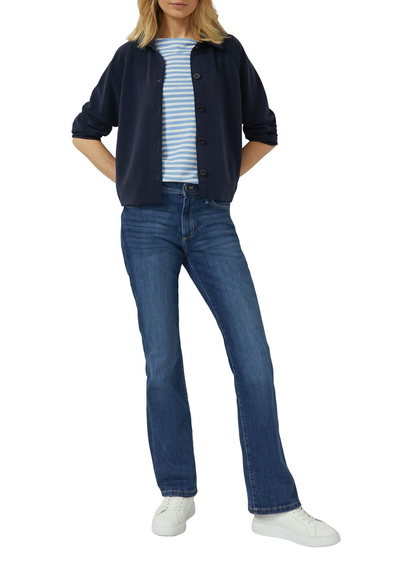 Gestreiftes Slim-Fit Baumwollmischungs-T-Shirt
