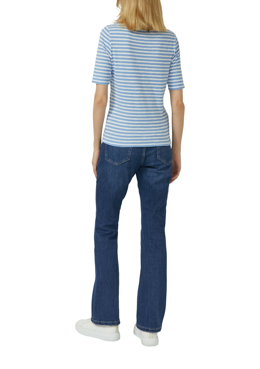 Gestreiftes Slim-Fit Baumwollmischungs-T-Shirt