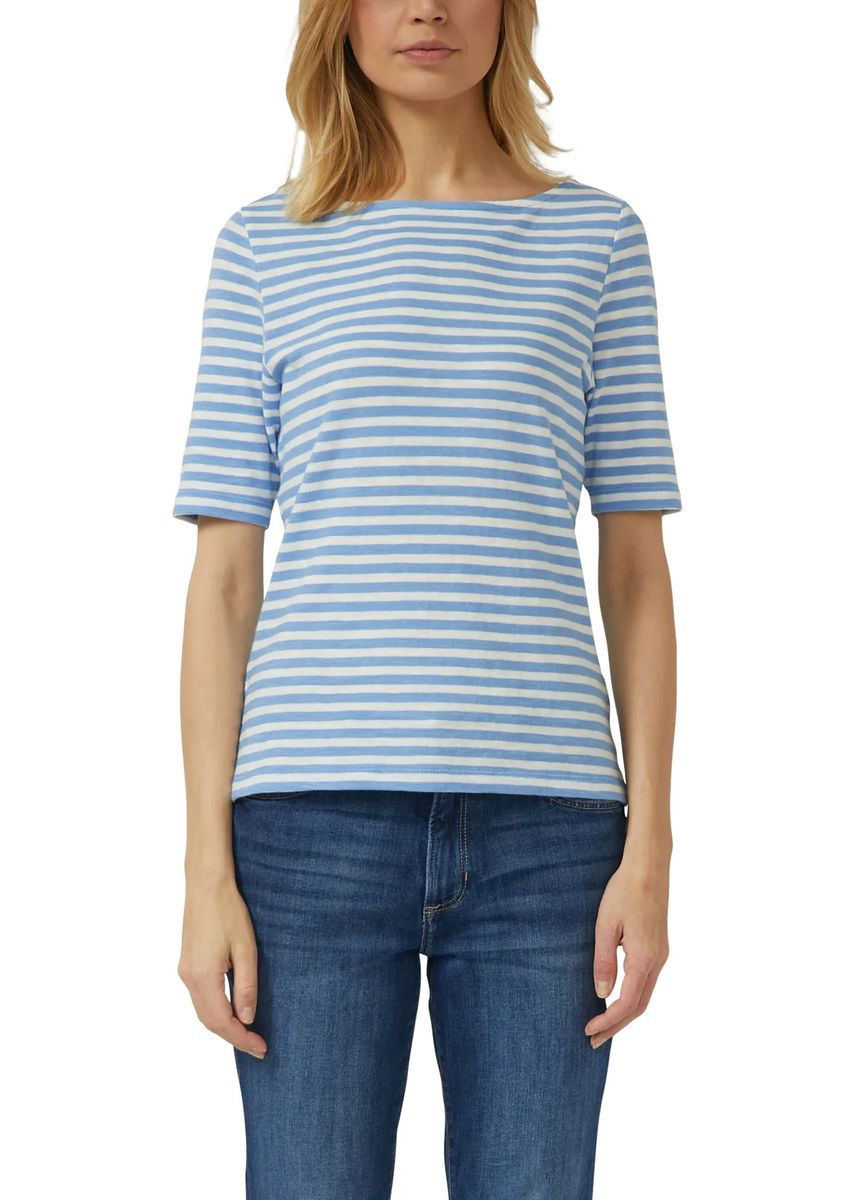 Gestreiftes Slim-Fit Baumwollmischungs-T-Shirt