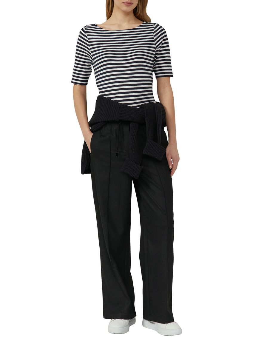 Gestreiftes Slim-Fit Baumwollmischungs-T-Shirt