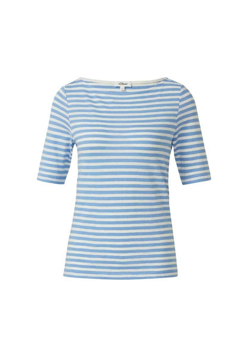 Gestreiftes Slim-Fit Baumwollmischungs-T-Shirt