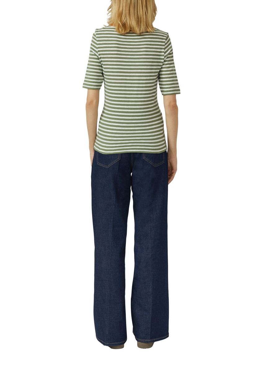 Gestreiftes Slim-Fit Flammgarn T-Shirt