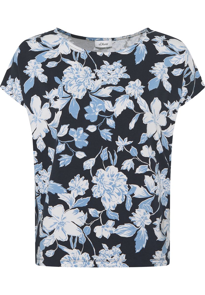 T-Shirt mit Blumendruck und Relaxed Fit