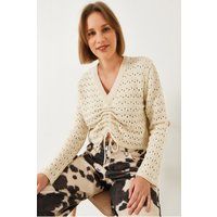 Raffiniertes Pointelle-Crop-Top mit V-Ausschnitt
