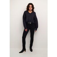 Oversize-Wollmischpullover mit V-Ausschnitt