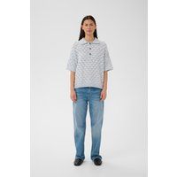 Strick-Poloshirt mit Lochmuster und Kragen