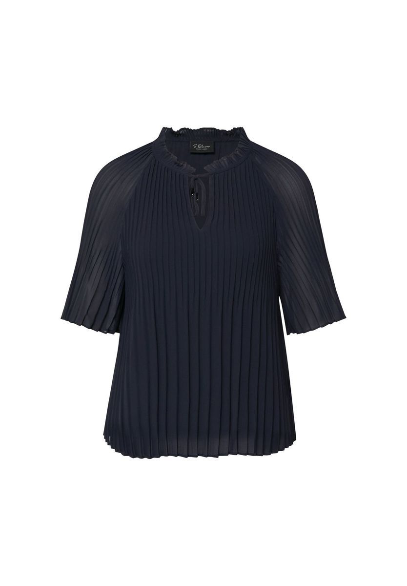 Elegante Plissee-Bluse mit Stehkragen