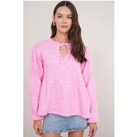 Relaxter Strickpullover mit Stufen und Schleife