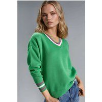 Preppy-Strickpullover mit V-Ausschnitt