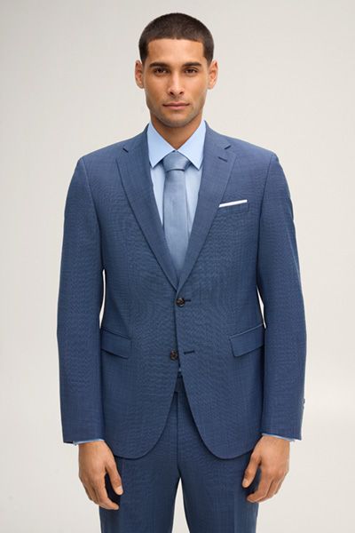 Modern Fit Strukturiertes Dunkelblaues Sakko