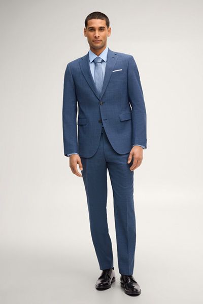 Modern Fit Strukturiertes Dunkelblaues Sakko