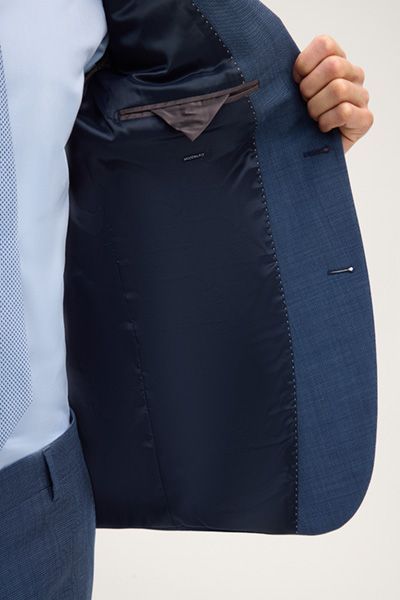 Modern Fit Strukturiertes Dunkelblaues Sakko