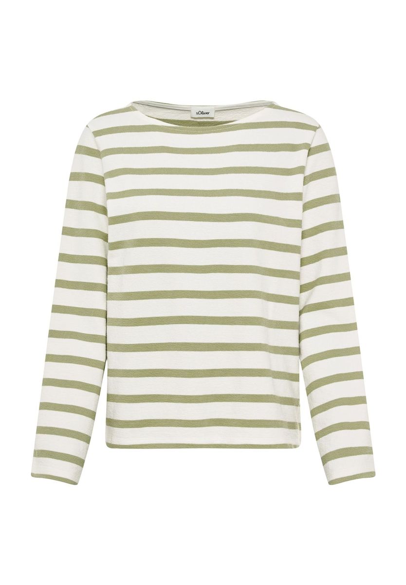 Gestreiftes Langarm Baumwoll-Sweatshirt