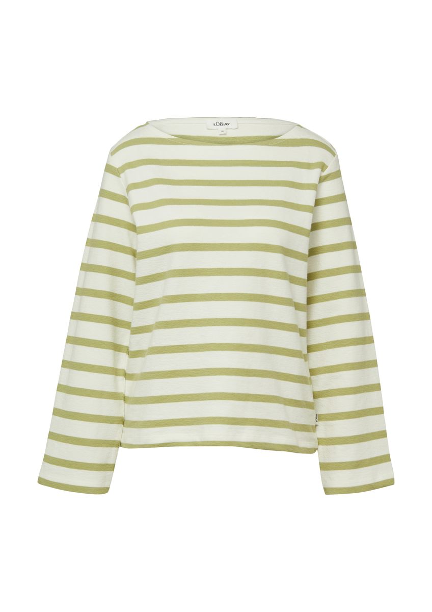 Gestreiftes Langarm Baumwoll-Sweatshirt