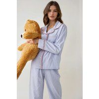 Karirtes Loungewear-Set mit Rüschen