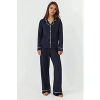 Soft-Touch Pyjama-Set mit Hemdkragen