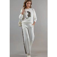 Strick-Lounge-Set mit Leoparden-Motiv