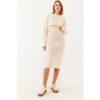 Zopfstrick-Bolero und Rippenstrick-Kleid Set