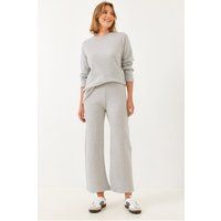 Rippstrukturierter Pullover und Hosen-Set
