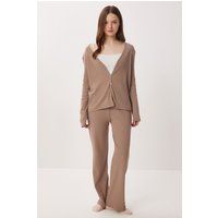 Geripptes Cardigan- und Loungewear-Set