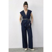 Minimalistisches Set aus Weste und Hose in Denim-Optik