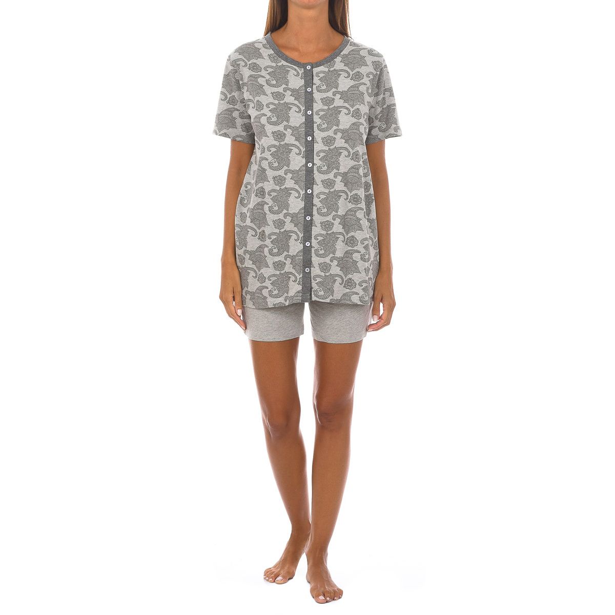 Pyjama-Set mit Paisleymuster und Knöpfen