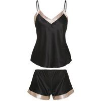 Satin-Camisole-Set mit Kontrastbesatz