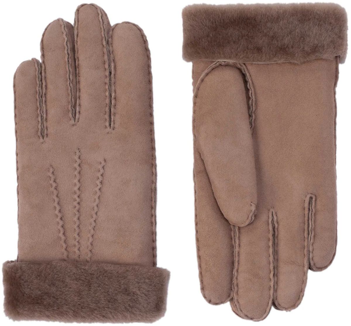 Elegante braune Lederhandschuhe mit Pelzbesatz