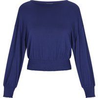 Bluse mit U-Boot-Ausschnitt und Smoksaum