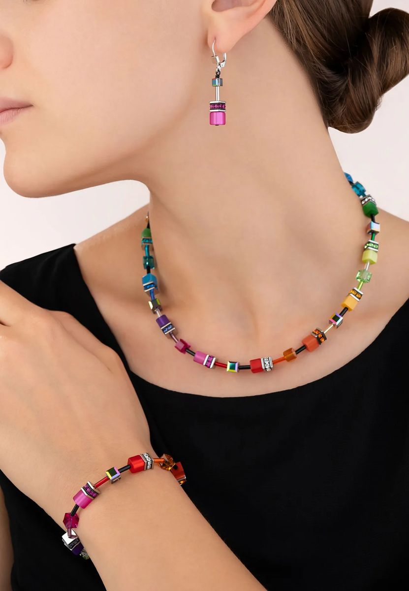 CŒUR DE LION Damen Collier, Edelstahl, Multicolor Rainbow