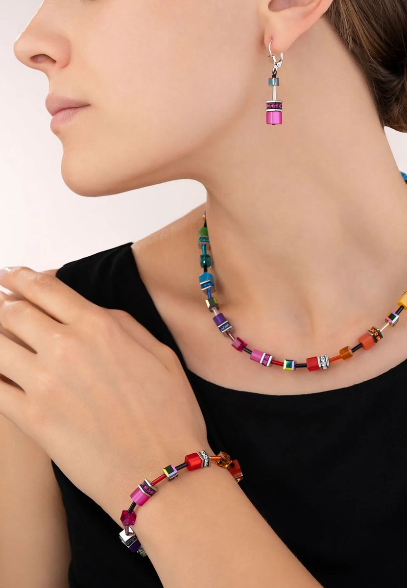 CŒUR DE LION Damen Ohrhänger, Edelstahl, Multicolor Rainbow