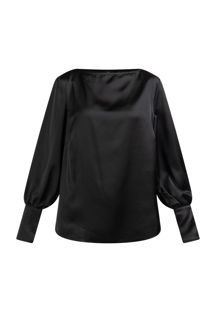 Elegante Satinbluse mit U-Boot-Ausschnitt