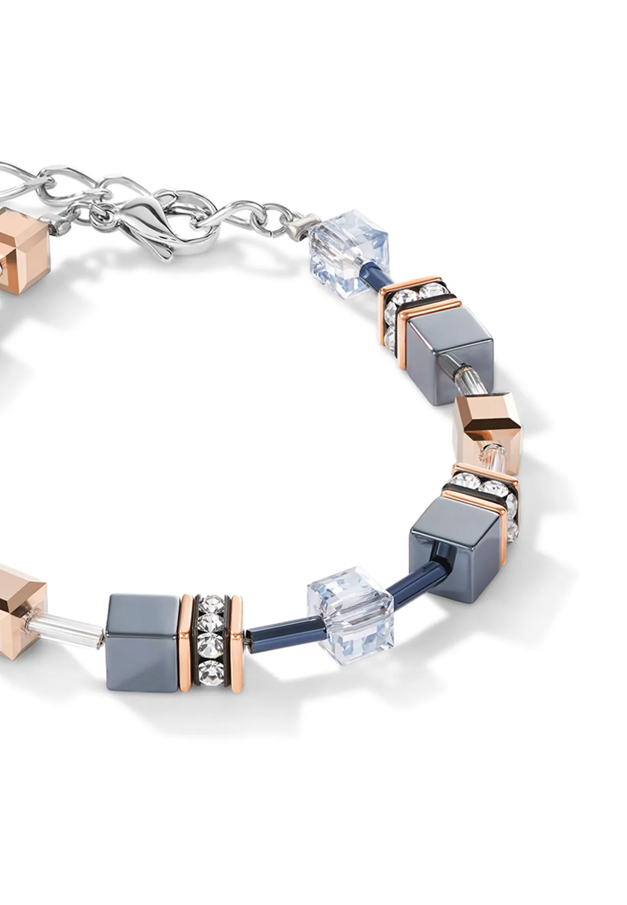 CŒUR DE LION Damen Armband, Edelstahl, Blau/Roségold