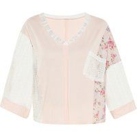 Patchwork-Bluse mit Spitze und Blumenmuster