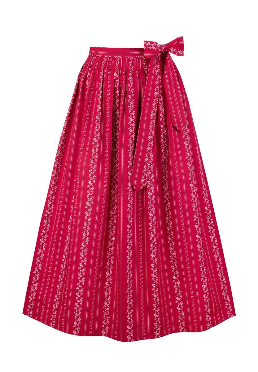 Traditioneller roter Dirndlrock mit Blumenmuster