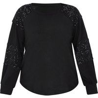 Strickbluse mit Pailletten am Raglanärmel